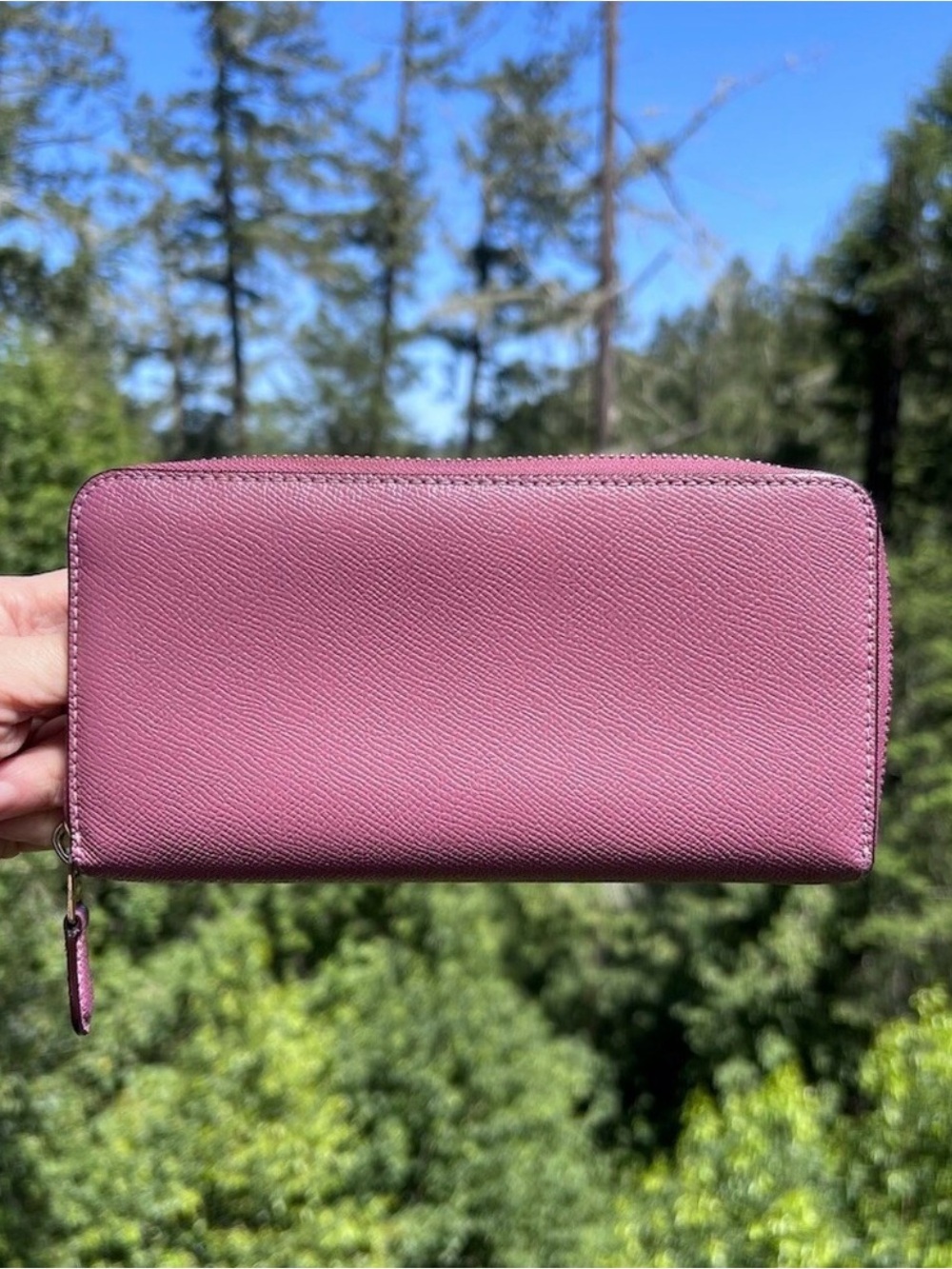 COACH Crossgrain Leather Wallet Berry Pink with Gold Hardware AUTHENTIC - Picture 2 of 7